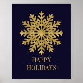 Elegant Gold Snowflake Holiday Poster Sign. (Voorkant)