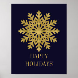 Elegant Gold Snowflake Holiday Poster Sign.