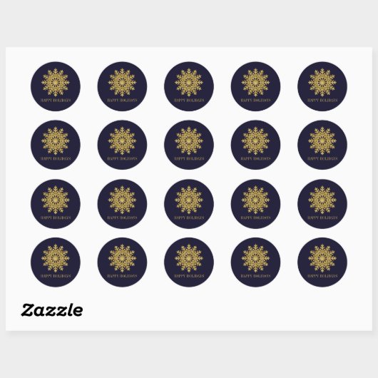 Elegant Gold Snowflake Holiday Sticker (Vel)