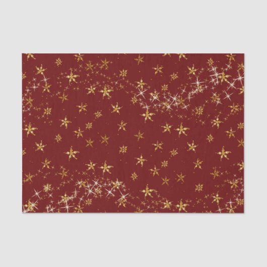 Elegant Gold Snowflake Kerstmis Rood Tissuepapier (Voorkant)