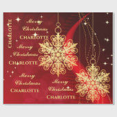 Elegant Gold Snowflake Name Sjabloon Kerstmis Cadeaupapier (Vlak)