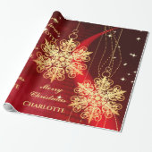 Elegant Gold Snowflake Name Sjabloon Kerstmis Cadeaupapier (Uitgerold)