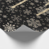 Elegant Gold Snowflake Pattern Driving Glitter Cadeaupapier (Hoek)