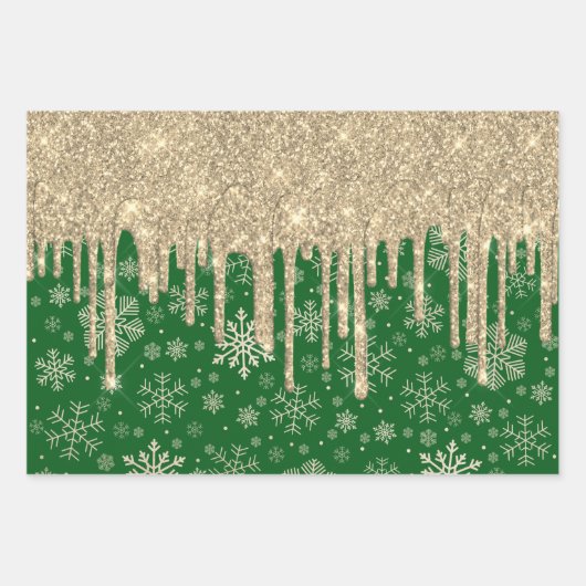 Elegant Gold Snowflake Pattern Driving Glitter Inpakpapier Vel (Voorkant 3)