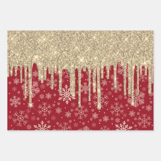 Elegant Gold Snowflake Pattern Driving Glitter Inpakpapier Vel (Voorkant 2)
