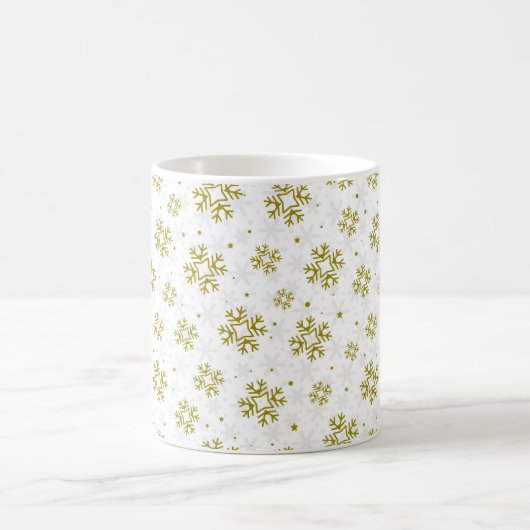Elegant Gold Snowflake Winter Pattern Koffiemok (Center)
