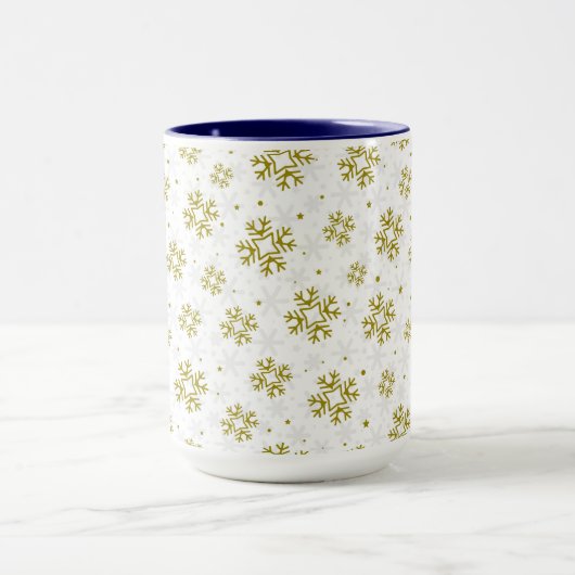 Elegant Gold Snowflake Winter Pattern Mok (Midden)