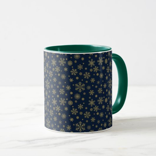Elegant Gold Snowflake Winter Pattern Mok (Voorkant rechts)