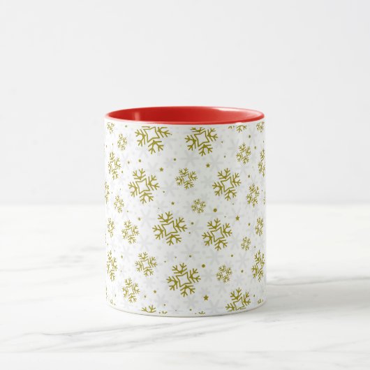 Elegant Gold Snowflake Winter Pattern Mok (Midden)