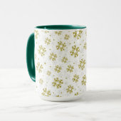 Elegant Gold Snowflake Winter Pattern Mok (Voorkant links)
