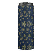 Elegant Gold Snowflake Winter Pattern Thermosbeker (Achterkant)