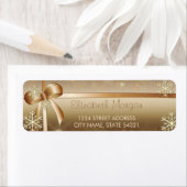 Elegant Gold Snowflakes, etiket met zwoerd (Insitu)