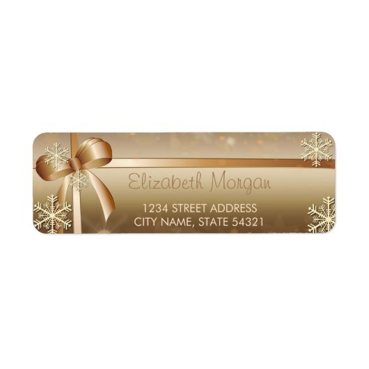 Elegant Gold Snowflakes, etiket met zwoerd (Voorkant)