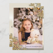 Elegant Gold Snowflakes Foto Merry Kerstmis (Voorkant / Achterkant)