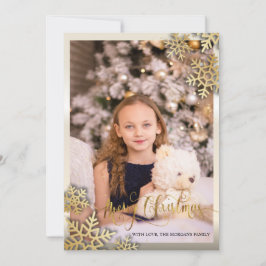 Elegant Gold Snowflakes Foto Merry Kerstmis