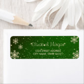 Elegant Gold Snowflakes, groen kerstlabel Etiket (Insitu)