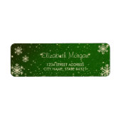 Elegant Gold Snowflakes, groen kerstlabel Etiket (Voorkant)