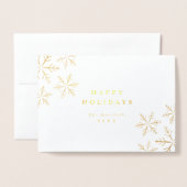 Elegant Gold Snowflakes Holiday Folie Kaarten (Voorkant met envelop)