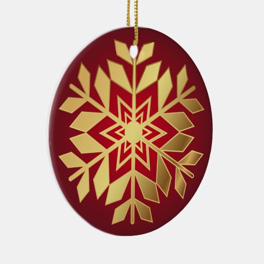 Elegant Gold Snowflakes kerst | Versiering Keramisch Ornament (Rechts)