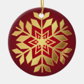 Elegant Gold Snowflakes kerst | Versiering Keramisch Ornament (Voorkant)