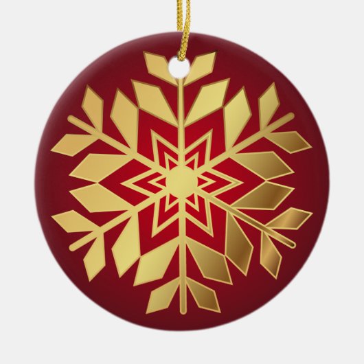 Elegant Gold Snowflakes kerst | Versiering Keramisch Ornament (Voorkant)