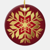Elegant Gold Snowflakes kerst | Versiering Keramisch Ornament (Achterkant)