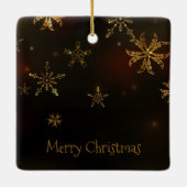 Elegant Gold Snowflakes kerst | Versiering Keramisch Ornament (Achterkant)