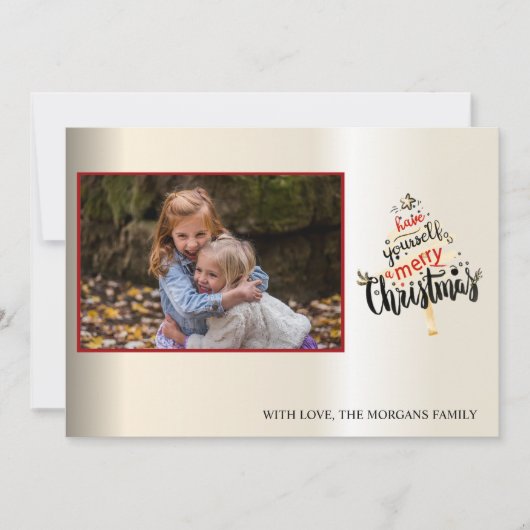 Elegant Gold Snowflakes, kerstboom, uw foto (Voorkant)