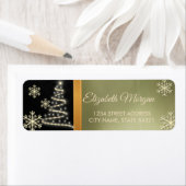 Elegant Gold Snowflakes kerstboomlabel Etiket (Insitu)