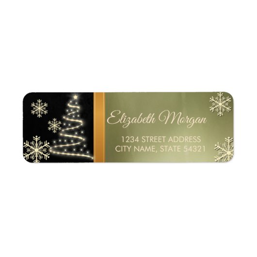 Elegant Gold Snowflakes kerstboomlabel Etiket (Voorkant)
