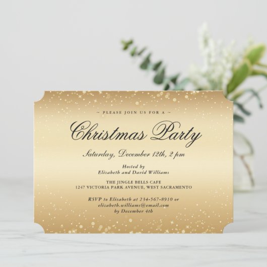 Elegant Gold Snowflakes kerstfeestdag Kaart (Staand voorkant)