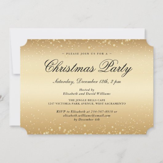 Elegant Gold Snowflakes kerstfeestdag Kaart (Voorkant)