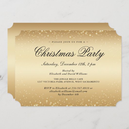 Elegant Gold Snowflakes kerstfeestdag Kaart (Voorkant / Achterkant)