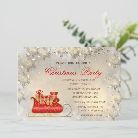 Elegant Gold Snowflakes, kerstkledingpartij Kaart (Staand voorkant)