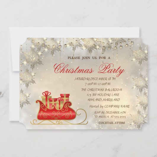 Elegant Gold Snowflakes, kerstkledingpartij Kaart (Voorkant)