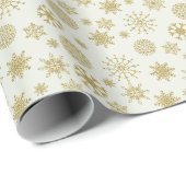 Elegant Gold Snowflakes kerstpapier Cadeaupapier (Rol Hoek)