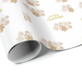 Elegant Gold Snowflakes Merry Kerstry Cadeaupapier (Rol Hoek)