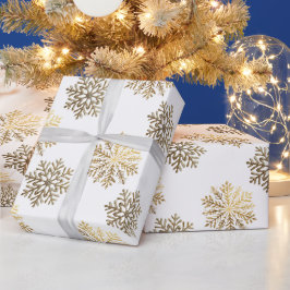 Elegant Gold Snowflakes Pattern Happy New Year Cadeaupapier