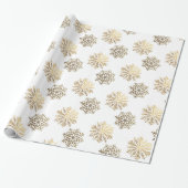 Elegant Gold Snowflakes Pattern Happy New Year Cadeaupapier (Uitgerold)