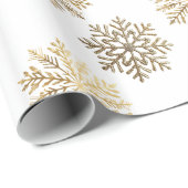 Elegant Gold Snowflakes Pattern Happy New Year Cadeaupapier (Rol Hoek)