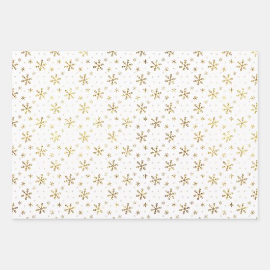 Elegant Gold Snowflakes, Polka dots en Squares Inpakpapier Vel (Voorkant)