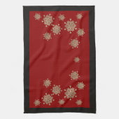 Elegant Gold Snowflakes Red & Black Kerstmis Theedoek (Verticaal)