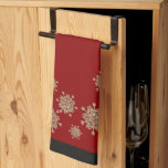 Elegant Gold Snowflakes Red & Black Kerstmis Theedoek<br><div class="desc">Keukenhanddoek met elegante dunne glittersneeuwvlokken op rode achtergrond,  in zwart gesneden.</div>