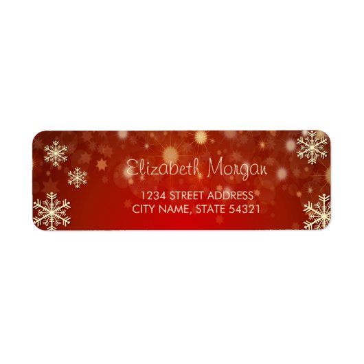 Elegant Gold Snowflakes, rood etiket (Voorkant)