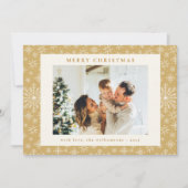 Elegant Gold Snowflakes Twee kerstfoto's Feestdagenkaart (Voorkant)