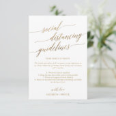 Elegant Gold Social Distancing Guidelines Wedding Informatiekaartje (Staand voorkant)