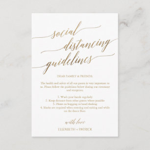 Elegant Gold Social Distancing Guidelines Wedding Informatiekaartje