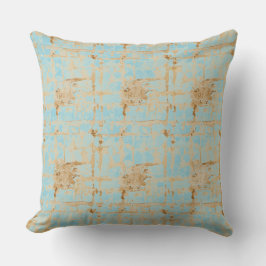 Elegant, Gold Soft Blue Checkered Abstract Pattern Kussen