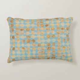 Elegant, Gold Soft Blue Polkadot Pattern Accent Kussen