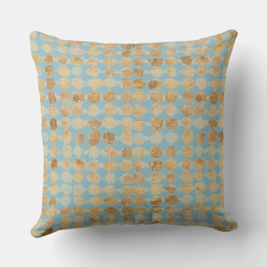 Elegant, Gold Soft Blue Polkadot Pattern Kussen (Achterkant)
